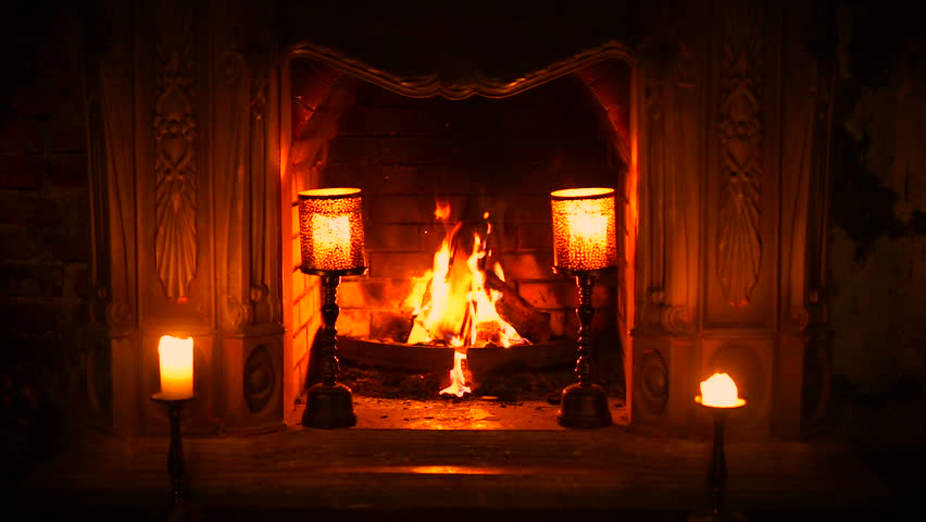 The Old Gothic Fireplace is Stock Footage Video (100% Royalty-free