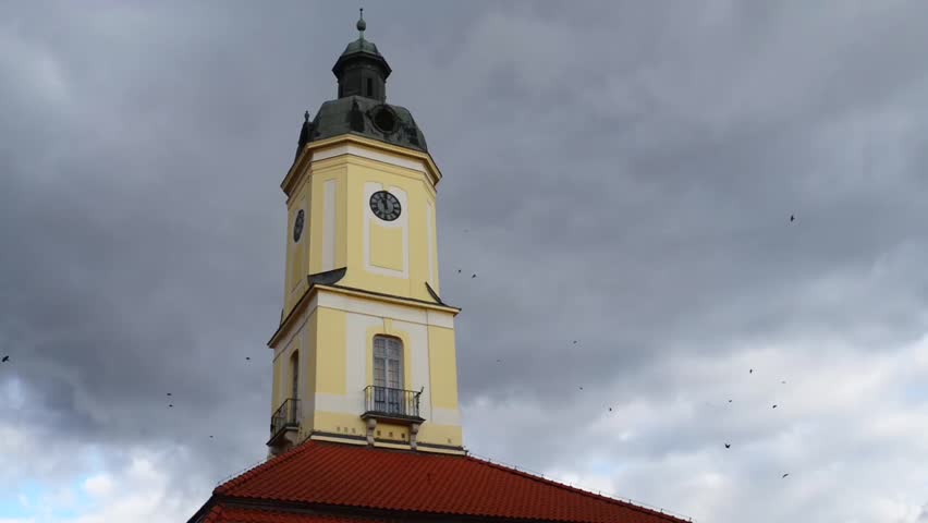 Town Hall in Bialystok - late baroque building situated in the Market Kosciuszko in Bialystok, built between 1745-1761 with clock tower founded by Jan Klemens Branicki designed by Jan Henryk Klemm.