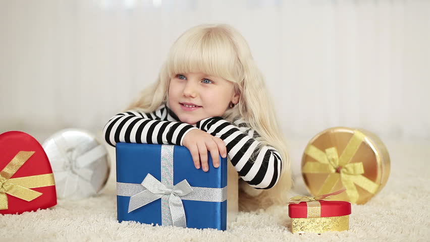 Happy child with gifts 