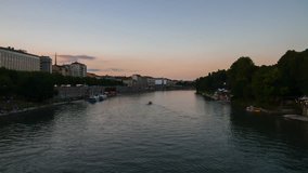 timelapse of the river Po on the sunset