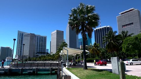 Miami Downtown Bayside area with skyline - MIAMI, FLORIDA APRIL 10, 2016