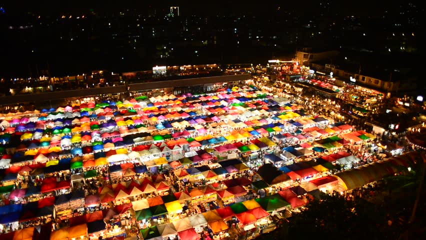 Colorful food stalls  Night Market in Bangkok Royalty-Free Stock Footage #16508779