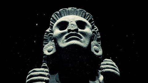 Ancient Mayan Statue With Dust Particles