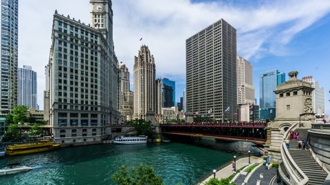 Chicago, USA-Jun 29,2015: The Chicago watertaxi and visitors, Chicago, USA
