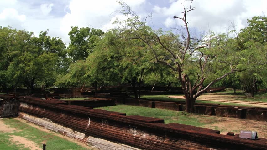 View to the ruins of the building in the ancient city of Polonnaruwa, Sri Lanka.
