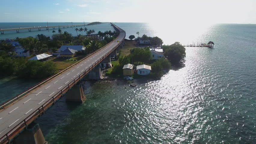 Aerial drone video Pigeon Key Marathon FL USA