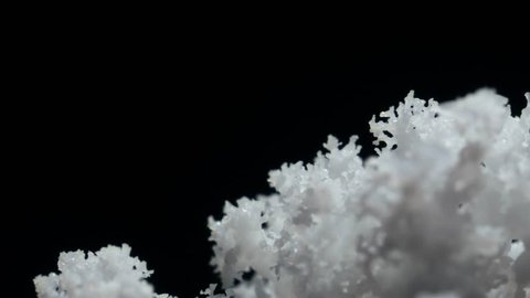 macro shot of growing crystals, close up of forming ice crystals
