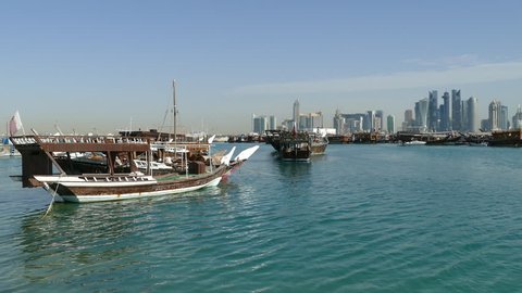 Dhow Harbour with the Doha skyline in the background