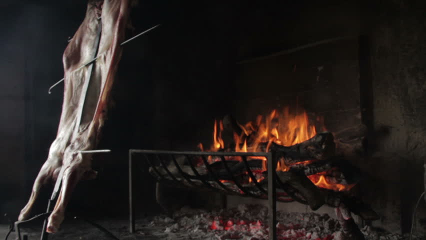 Lamb barbecue at a patagonian farm Royalty-Free Stock Footage #16532902