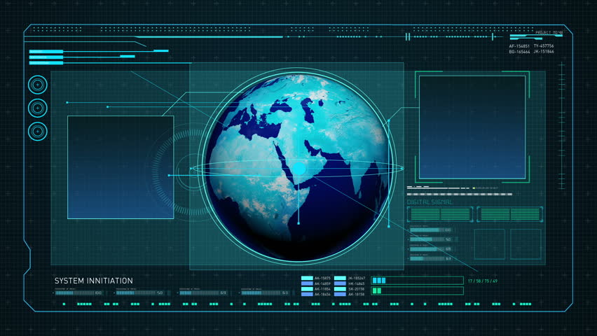 Rotating Earth Digital Display Interface Technology: video stock (100% ...
