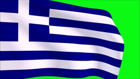 Waving flag of Greece on the green screen background 