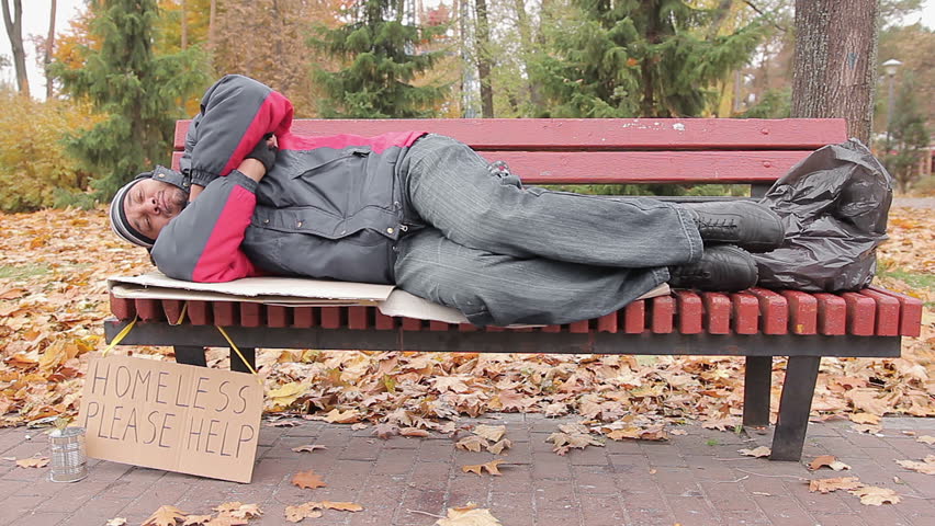 Needy Male Sleeping On Bench Stock Footage Video 100 Royalty Free Shutterstock