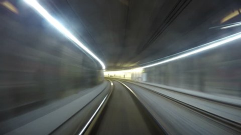 4K footage of a Vienese Underground tram going along its rail