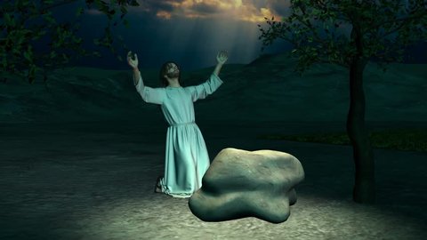 Jesus in the Garden of Gethsemane, animation, 3d model