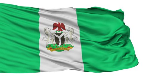 Abuja Capital City Flag of Nigeria, Isolated Realistic 3D Animation, Seamless Loop - 10 Seconds Long