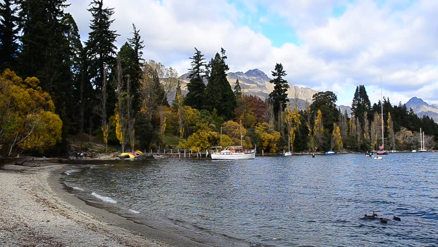 Lake Wakatipu which is located in Queenstown,New Zealand.