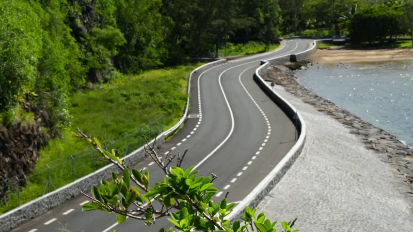 Coastal road on Mauritius island. Bel Ombre, Mauritius.