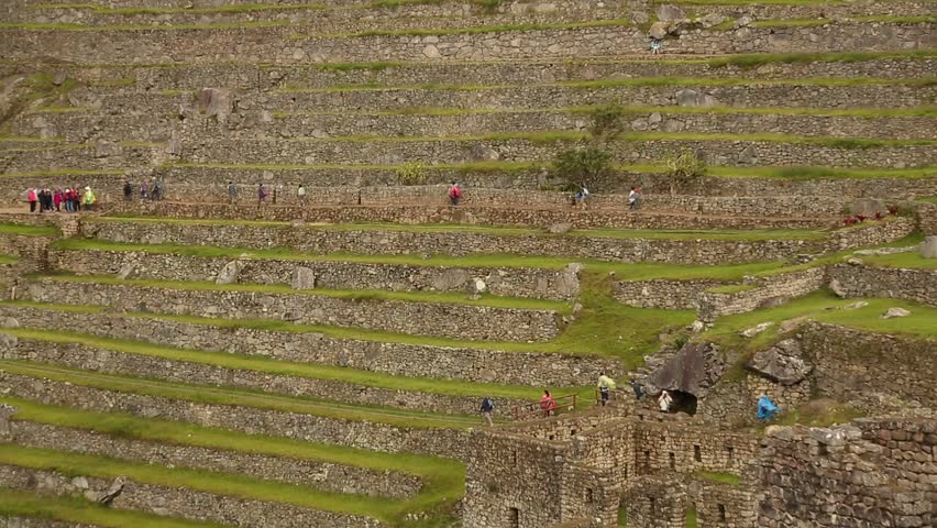 Inca terraces in Machu Picchu in Peru. HD Video footage