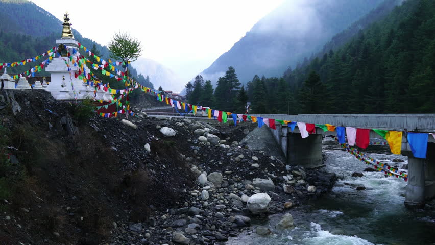 on the road in China under snow mountain, Sichuan, China