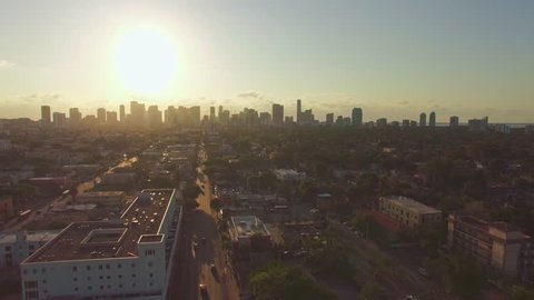 Beautiful Aerial view of Calle 8 in Miami shot in 4K