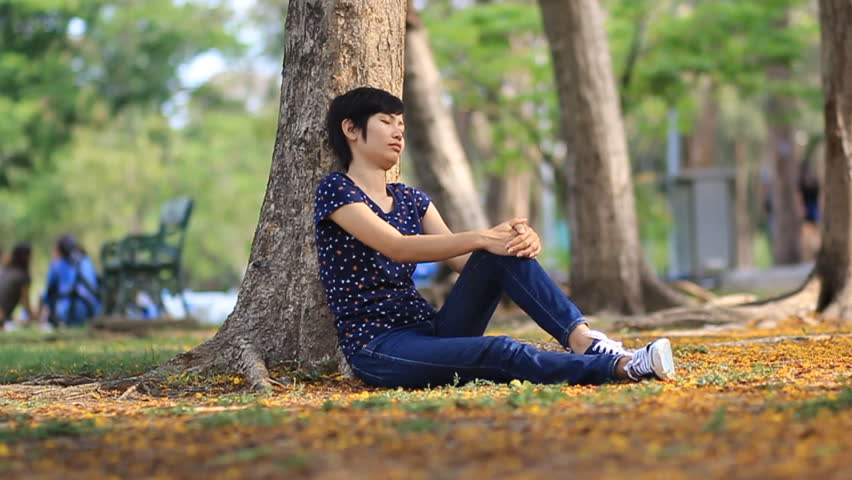 Cheating asian young outdoor
