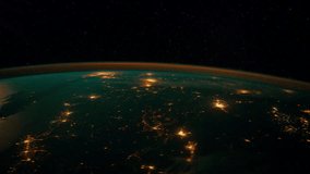 View on Earth, Atmosphere and Aurora from space 4K
