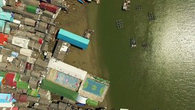 Floating village Panyee island, Phanga, Thailand, aerial shot with drone. N.
The camera approaches and passes over the village.
Video about  travel, nature, landscape, naval, village.