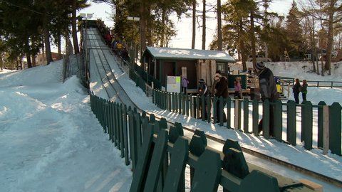 LAKE PLACID, NY - FEBRUARY 2011: People enjoy winter sports and recreation on Feb 23, 2011 in Lake Placid.