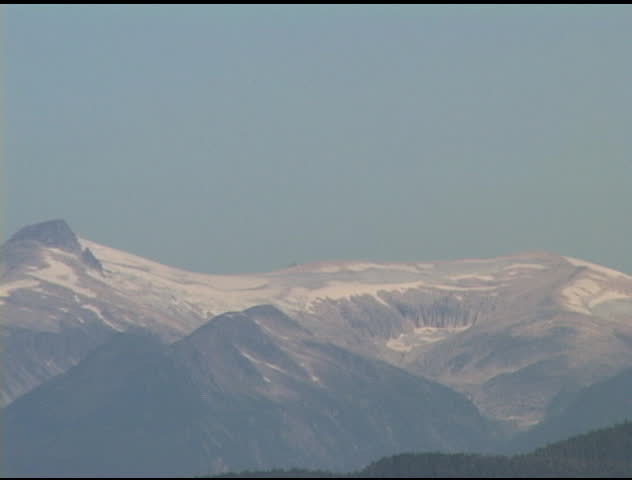 Zoom-out from mountains near Juneau, Alaska. Tripod.