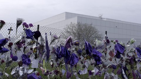 Chanhassen, MN/USA - April 29, 2016
Memorial set up outside of Paisley Park following the death of Prince.