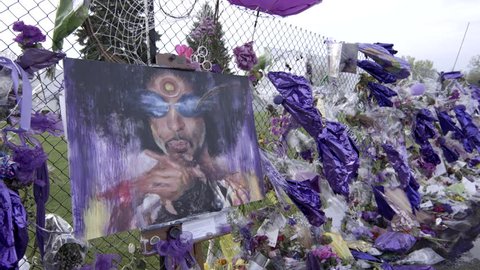 Chanhassen, MN/USA - April 29, 2016
Memorial set up outside of Paisley Park following the death of Prince.