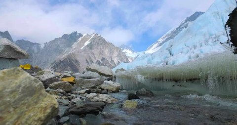River at Everest Base Camp on the glacier Khumbu- Nepal Himalayas.