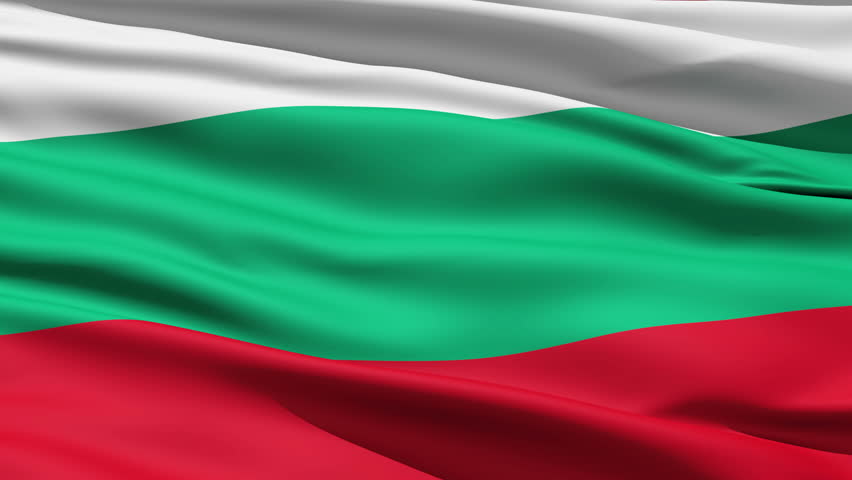 Waving Flag Of Bulgaria, a horizontal tricolor in white, green and red.