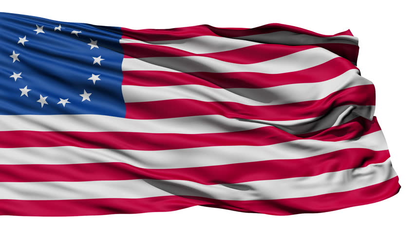 United States Betsy Ross Flag, the first flag of the US with 13 stars and said