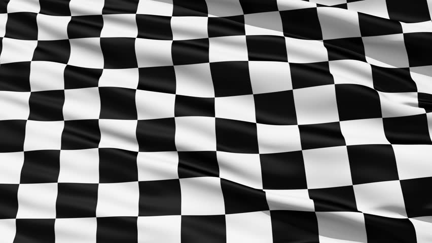 Fluttering Black And White Chequered or Checkered Flag used in racing and
