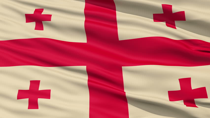 Fluttering Flag Of Georgia with the St George Cross in the middle.