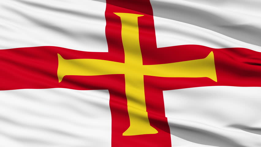 Flag Of The Bailiwick Of Guernsey with a gold cross on the St George Cross.