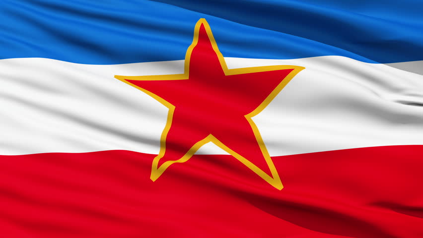 Federal Republic of Yugoslavia with the red star symbol of communism on red,