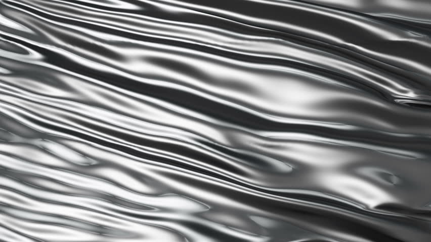 Background of rich luxurious shiny rippled silver fabric.