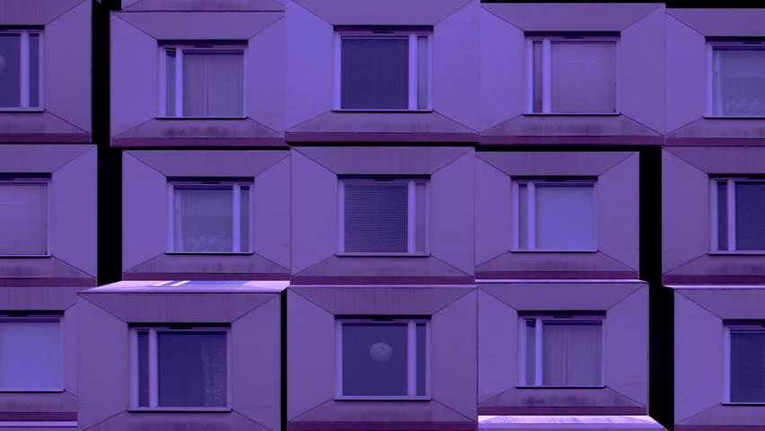 Moving windowed construction elements. Animation. Seamless loop.