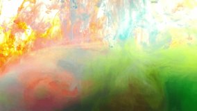 Colorful paint in dynamic flow. Color jet of ink on white background. Liquid organic sculptures under water. 