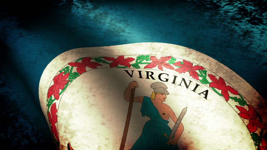 Virginia State Flag Waving, grunge look