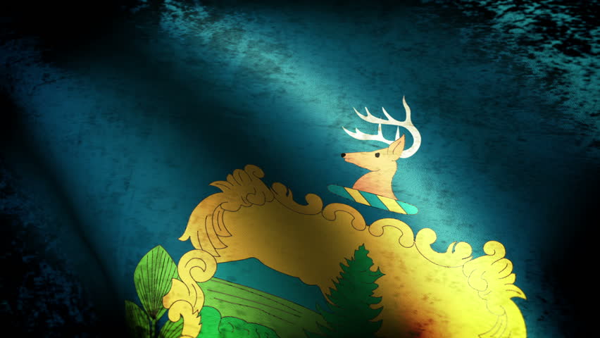 Vermont State Flag Waving, grunge look
