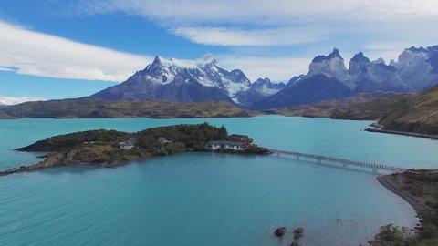 View from copter to the National Park Torres del Paine, Patagonia, Chile