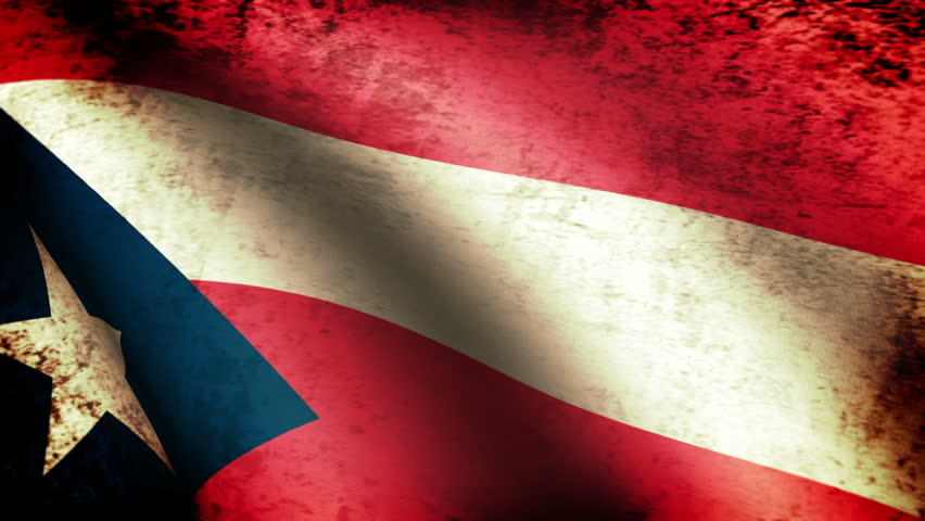 Puerto Rico State Flag Waving, grunge look