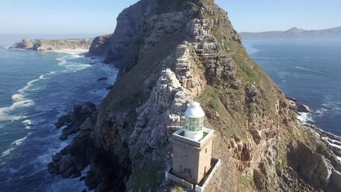 Cape Point, Cape Town Flying Back and Look Up Reveal Shot - 4k Drone Footage