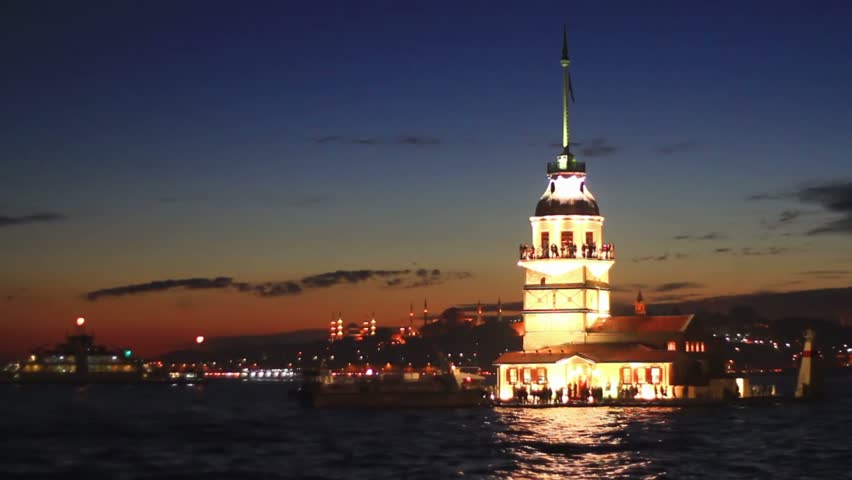 Historical Light House of Istanbul. Maidens Tower, Turkey