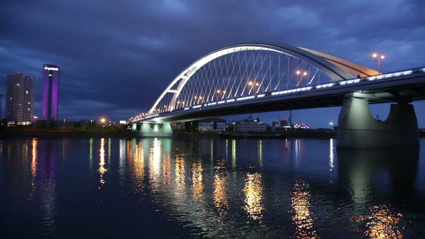 Apollo bridge over river Danube in Bratislava, Slovakia.