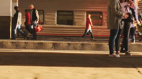 People on platform on station of subway 