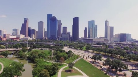 Aerial view of city of Houston/ This video was shot in 4k for best picture quality.